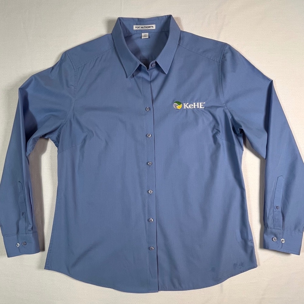 Port Authority KeHE Logo Button Down Shirt Womens Large Blue Long Sleeve L608